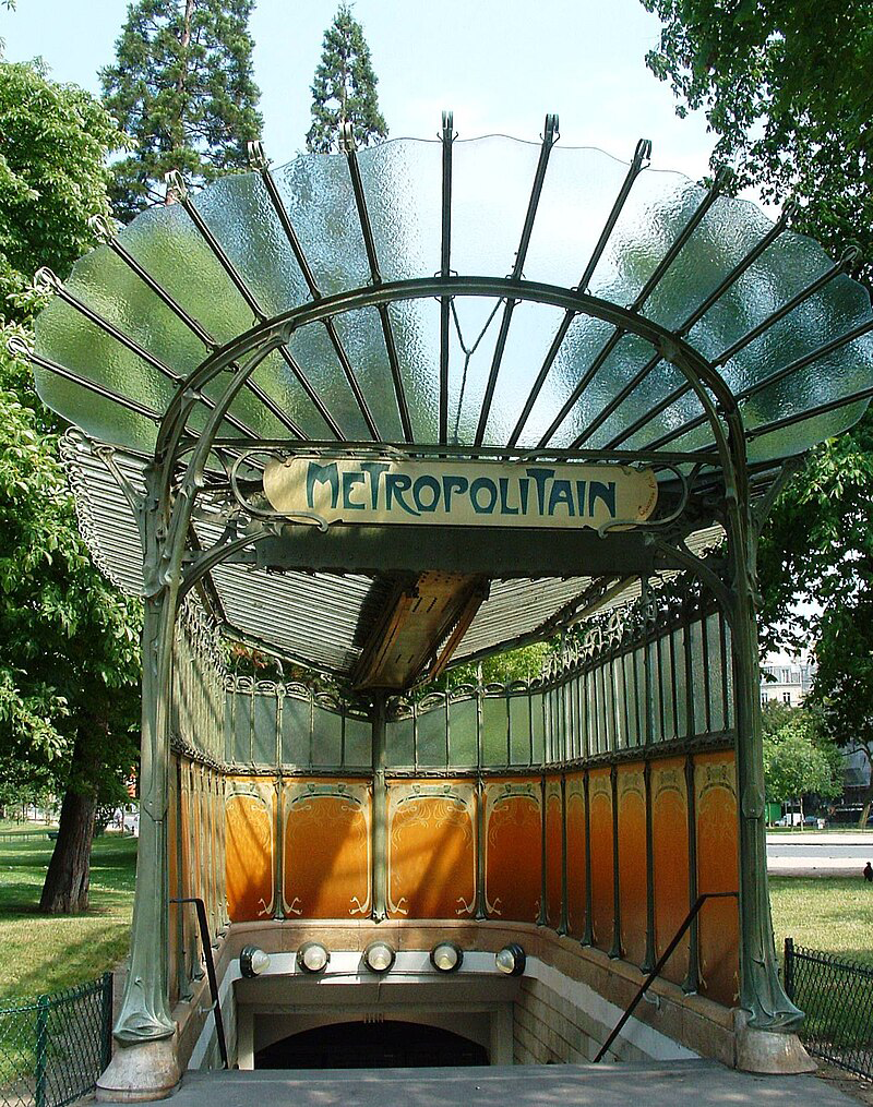 Entrée de Métro Paris 16e - La libéllule de la station Dauphine - Plaque en pierre de lavée émaillée